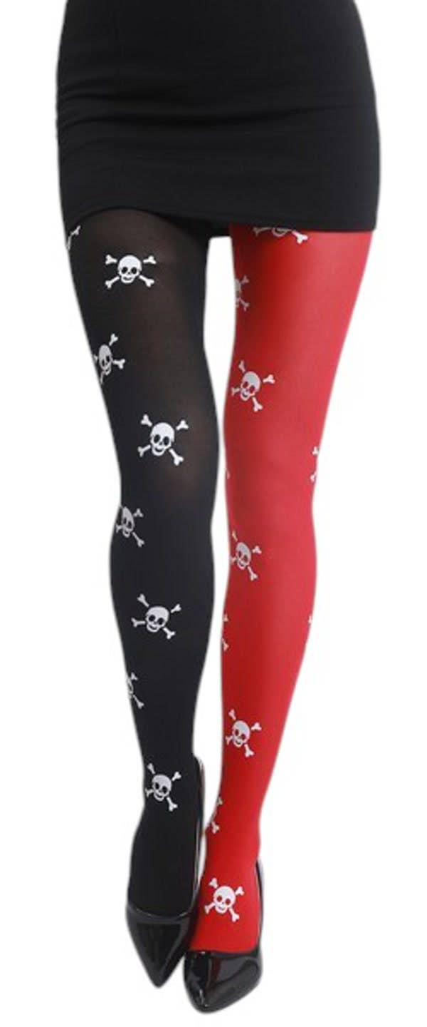 KBW Global Corp. - Wholesale Tights - Women's - Red and Black Pirate Tights — One Size Fits Most