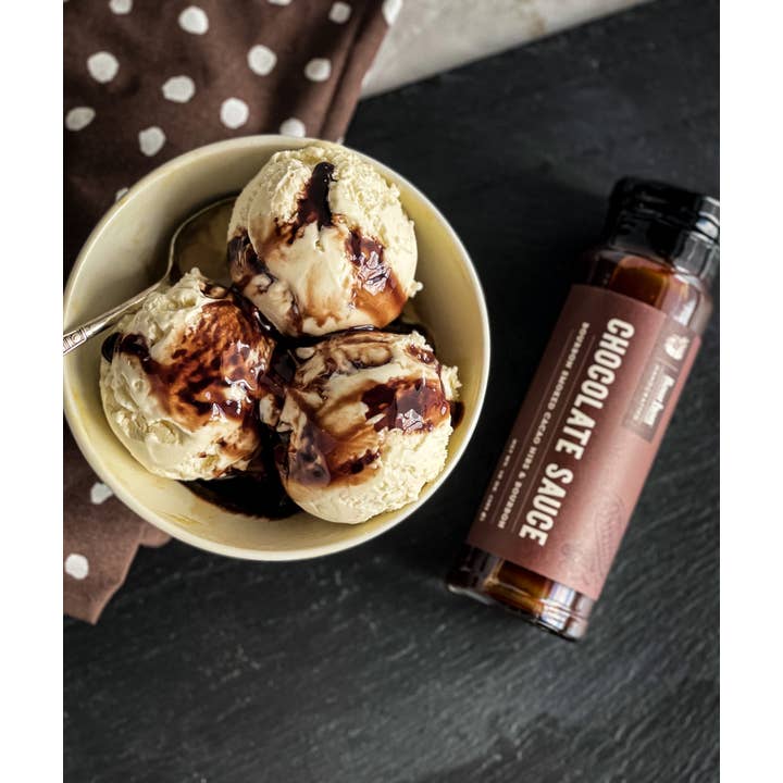 Bourbon Barrel Foods - Wholesale Hot Fudge/Chocolate Spread - Chocolate Sauce with Bourbon Smoked Cacao Nibs & Bourbon1