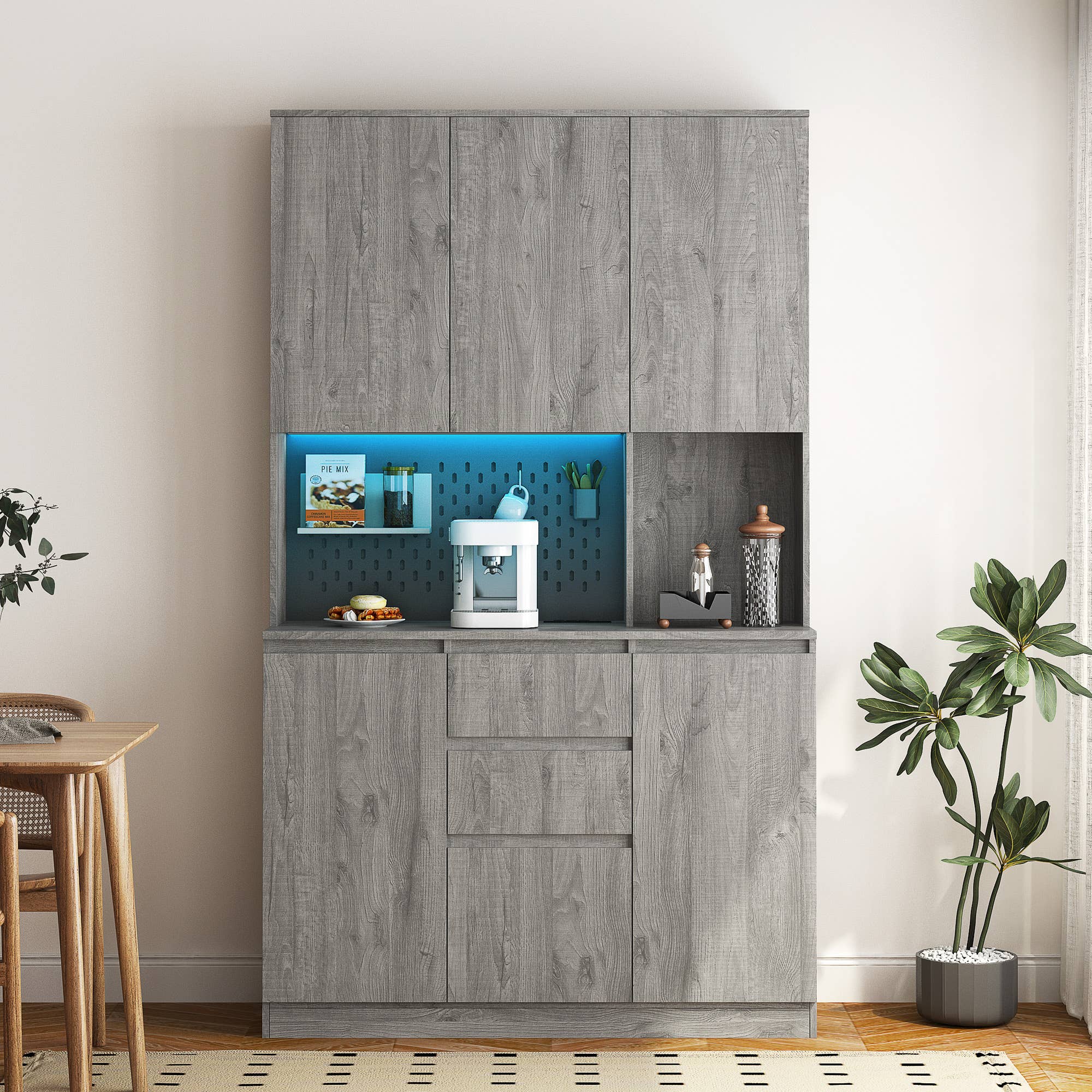 39F Inc. - Vente Armoire - Armoire de garde-manger 74", station de charge, support pour micro-ondes48