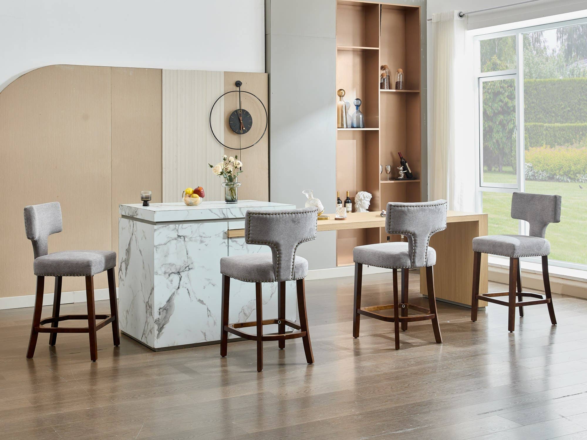 Gray Mid Century Modern Counter Height Bar Stools Set of 2 for wholesale on Faire15