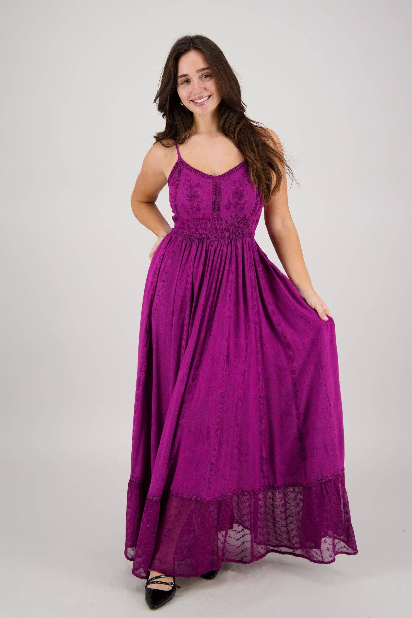 Advance Apparels - Wholesale Dress - Women's - Sheer Hem Smocked Maxi Dress ADL-2532425
