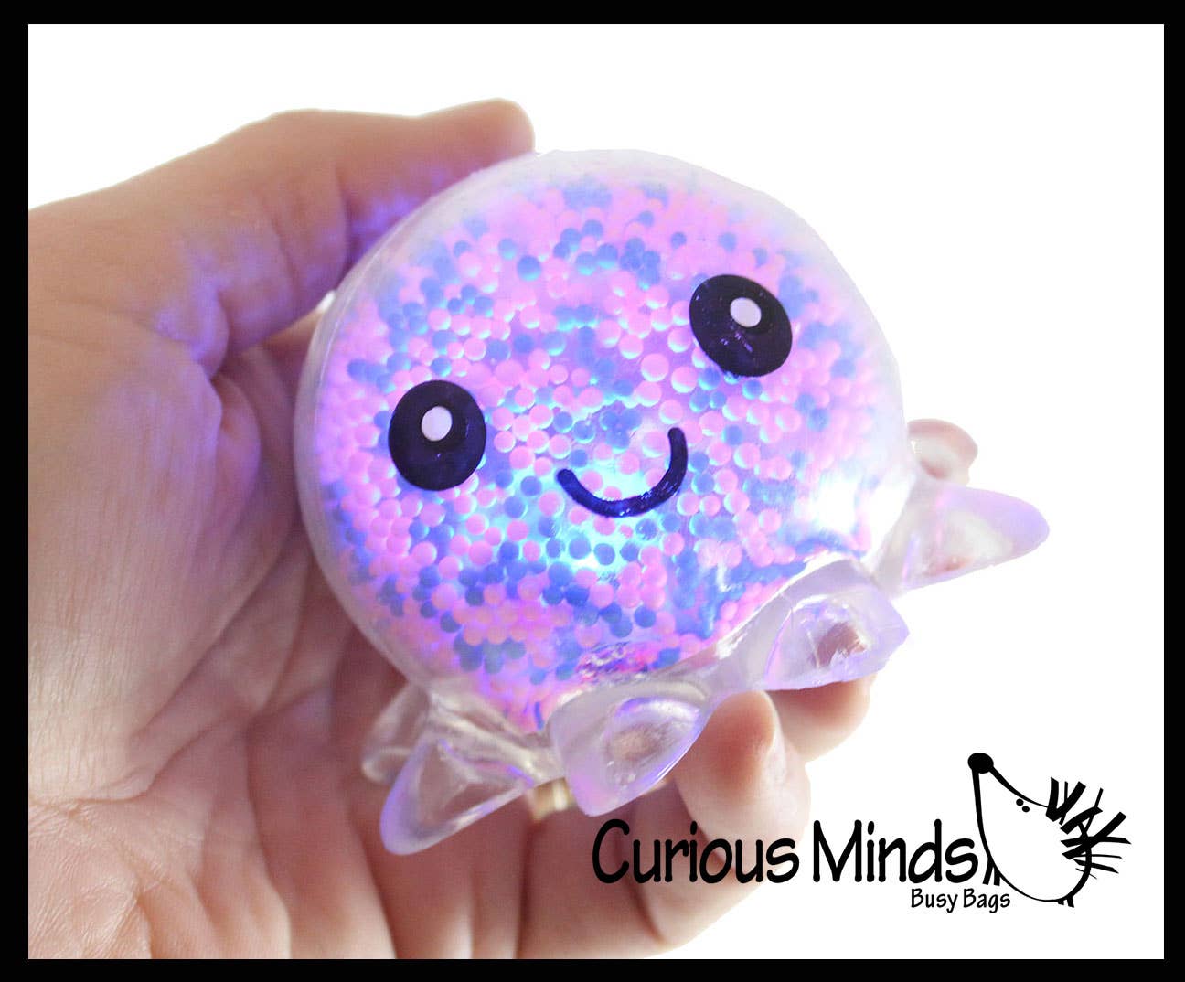 Curious Minds Toys – wholesale Fidget Toy - Barn – 1 Light Up Octopus - Luft och frigolit Bead Filled Squeeze8