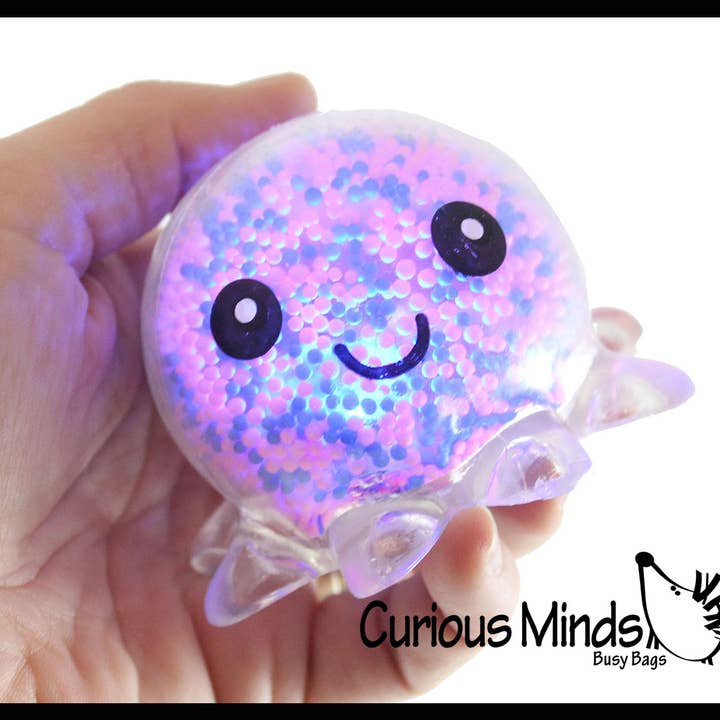 Curious Minds Toys – wholesale Fidget Toy - Barn – 1 Light Up Octopus - Luft och frigolit Bead Filled Squeeze8