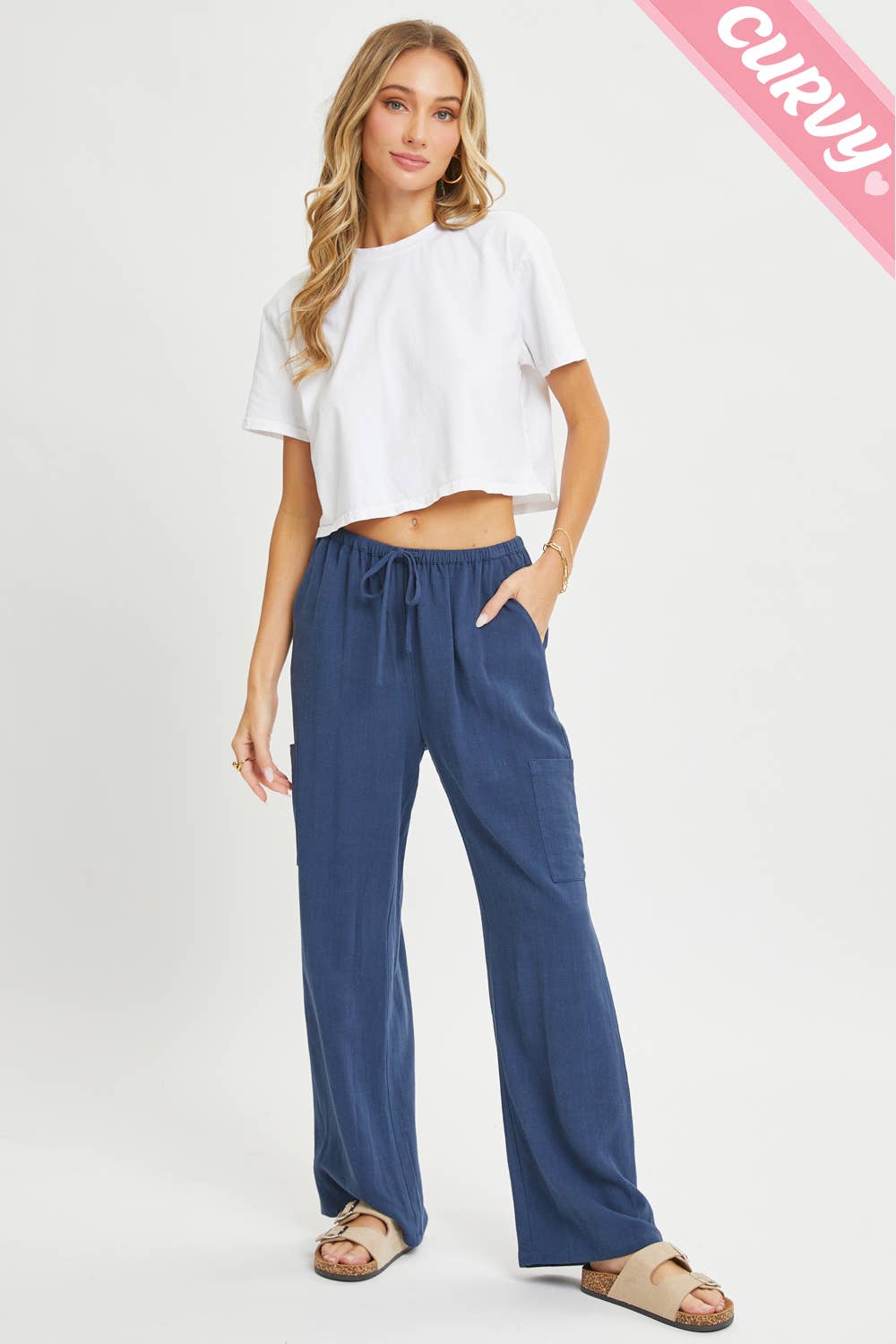 Sweet Lovely by Jen - Wholesale Pants - Women's - PLUS SIZE LINEN- BLEND PULL-ON-PANTS6