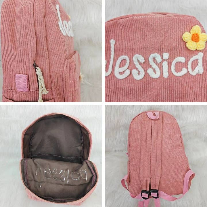 APHISON - Wholesale Backpack - Women's - Corduroy Large Capacity Backpack with Personalized Name7