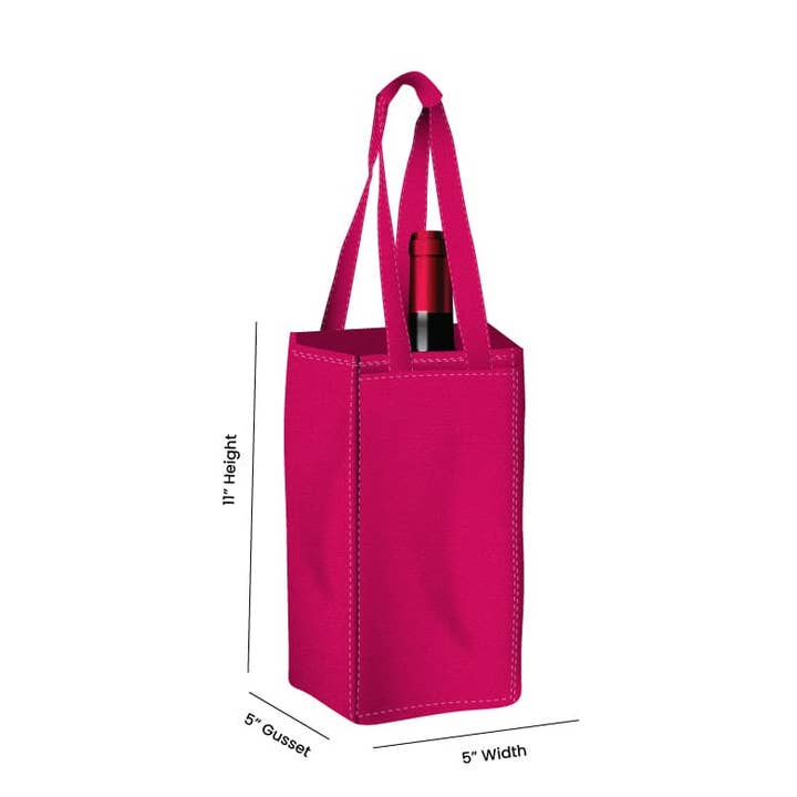Non Woven Totes - Wholesale Wine tote - Reusable 1-Bottle Wine Tote Bag-5x11x5 with Bottom Gusset | Custom Printed Wine Totes1