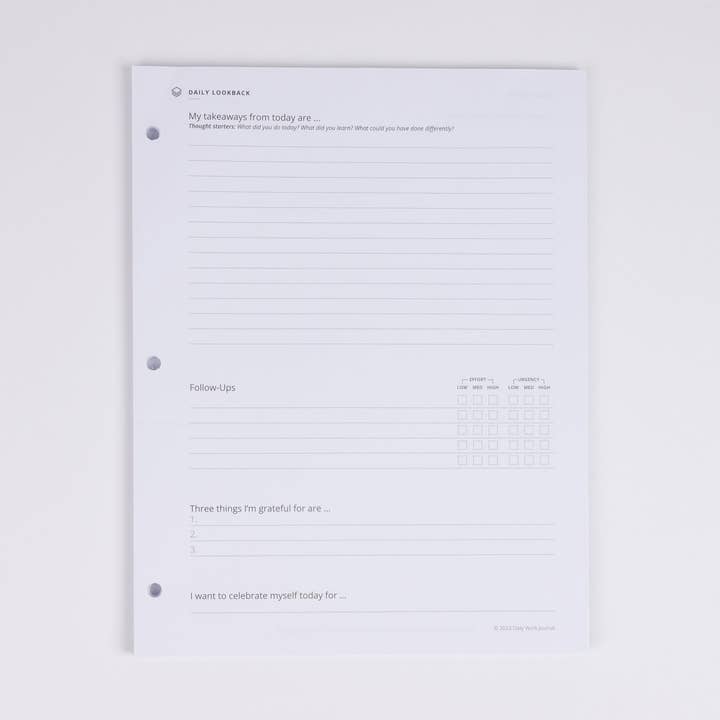 Daily Notes + Daily Lookback Binder Filler Paper for wholesale by Daily Work Journal
