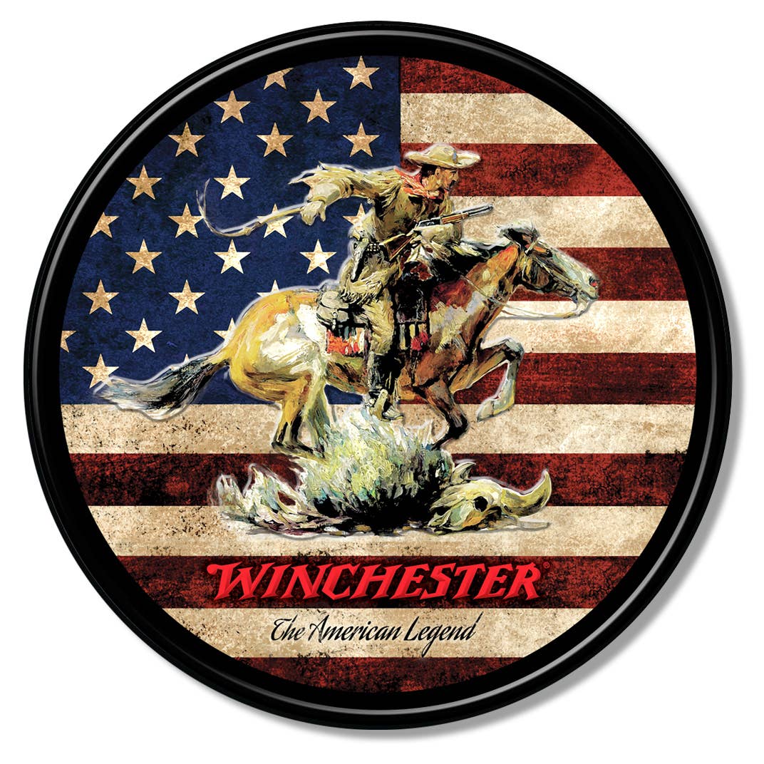 Desperate Enterprises - Wholesale Sign - Round - Winchester Flag Tin Sign0