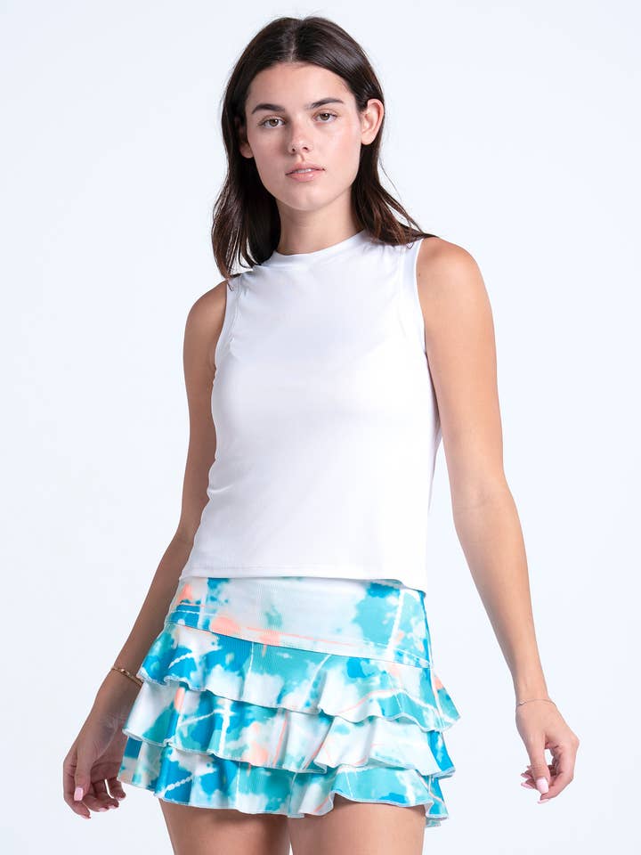 Dames Rib Muscle Tank met Heupfit - Wit voor wholesale door Lucky In Love