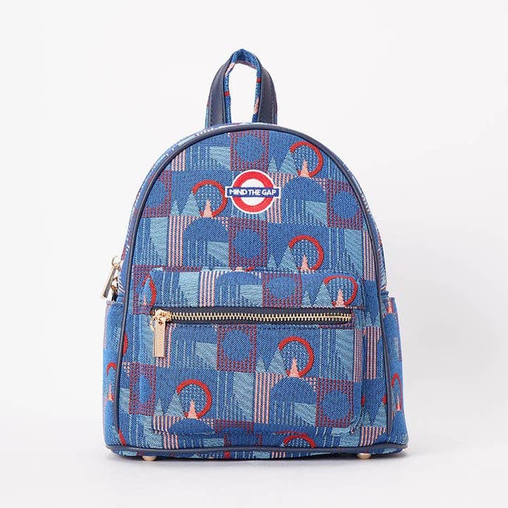 Small Rucksack TFL Piccadilly Moquette Mind the Gap for wholesale by Signare London