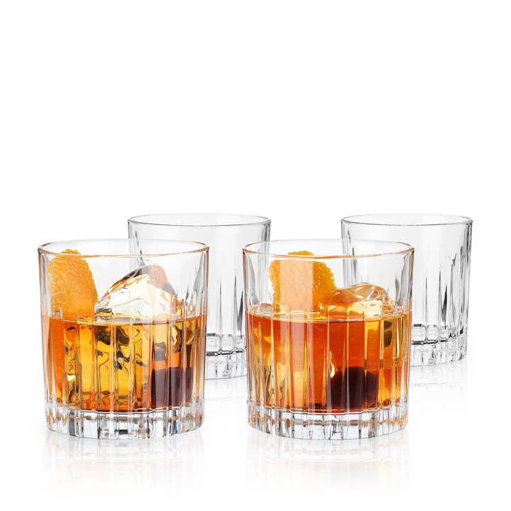 Viski - Wholesale Cocktail/Liquor Glass - Reserve Milo European Crystal Lowball Glasses - Set of 4