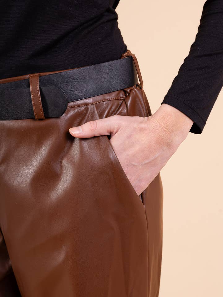 Pépouz' Paris - Wholesale Pants - Women's - Wide faux leather pants PPN25694