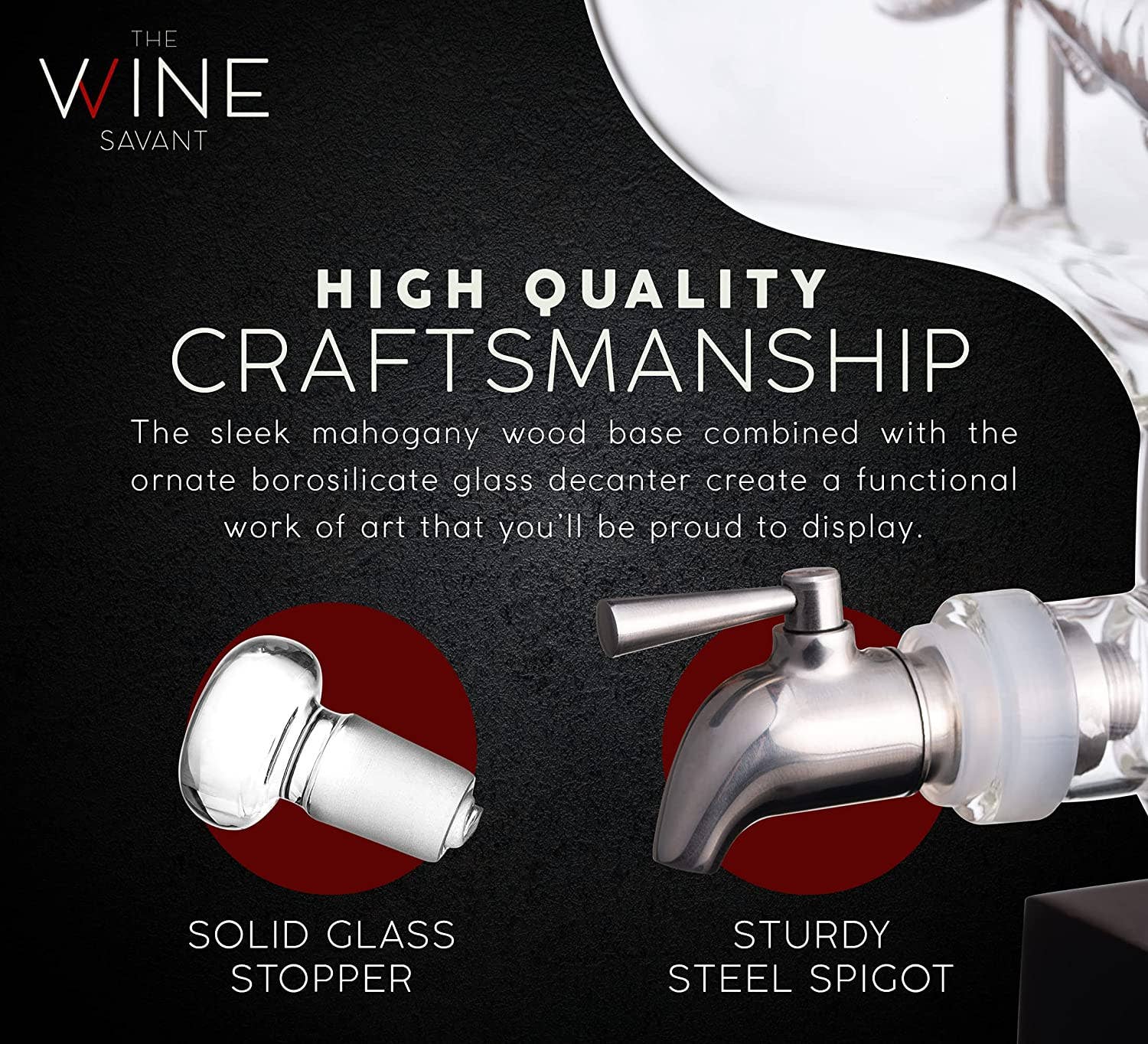 The Wine Savant /  Khen Glassware - Wholesale Decanter - Sailfish Whiskey Decanter Dispenser and 4 Liquor Glasses4