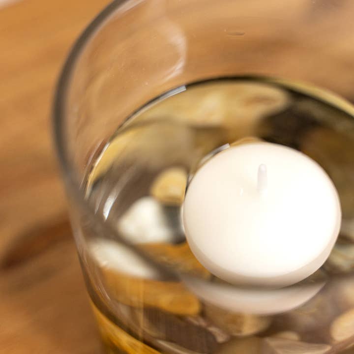 White 3 Inch Floating Candles - White- 4pc/pack for wholesale on Faire