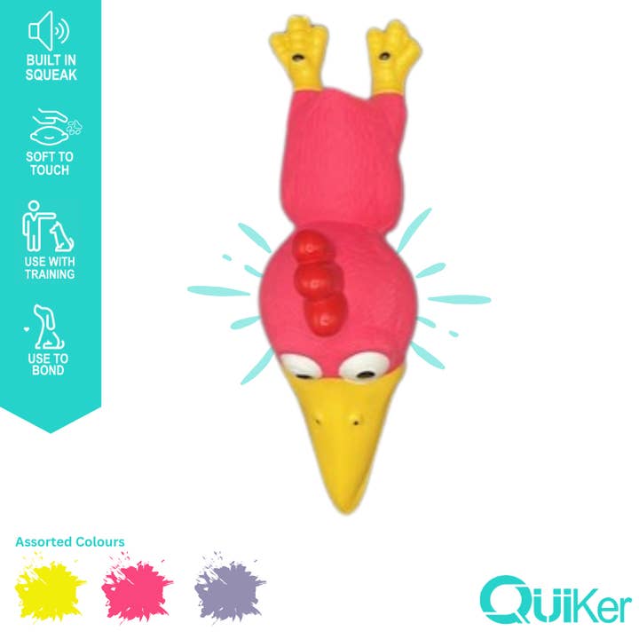 Quiker Pet Products – wholesale Pet squeaky toy – Dog – Latex Squeaky Big Head Chicken Dog Toy - 72pk3
