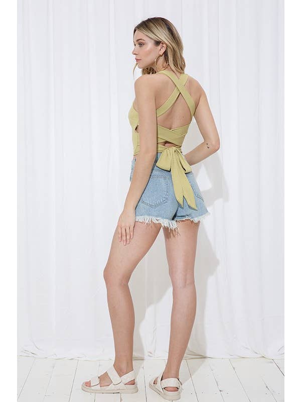 ILLA ILLA - Wholesale Knit Top - Women's - Ribbed Cut Out Back Top6