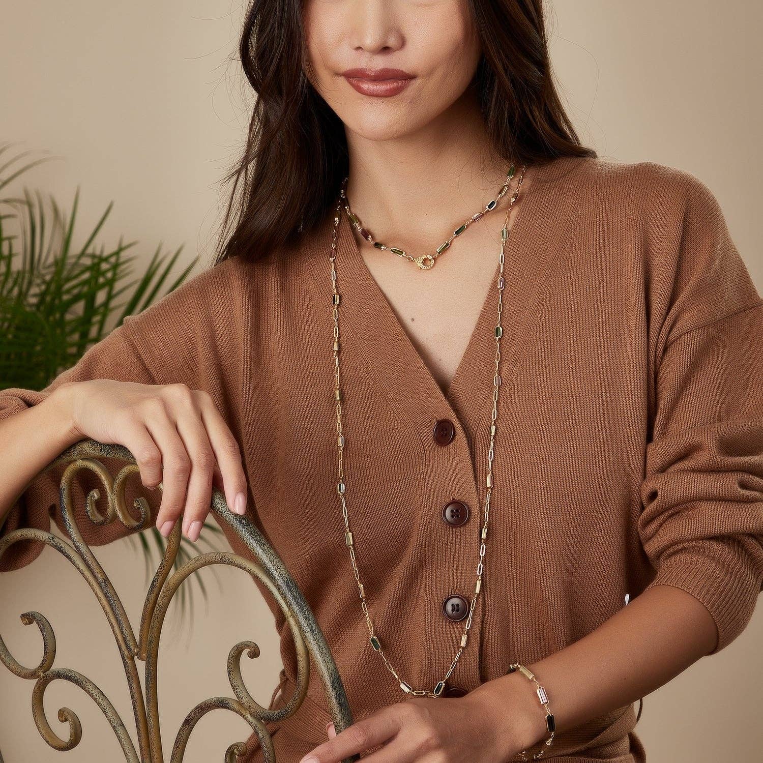 Mabel Chong - Vendita all'ingrosso Collane a catena e maglie - Collana con lucchetto in oro e diamanti Tourmaline di Emma1