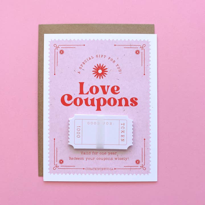 Curated for You Gifts - Wholesale Love card - Retro Love Coupons / Tickets