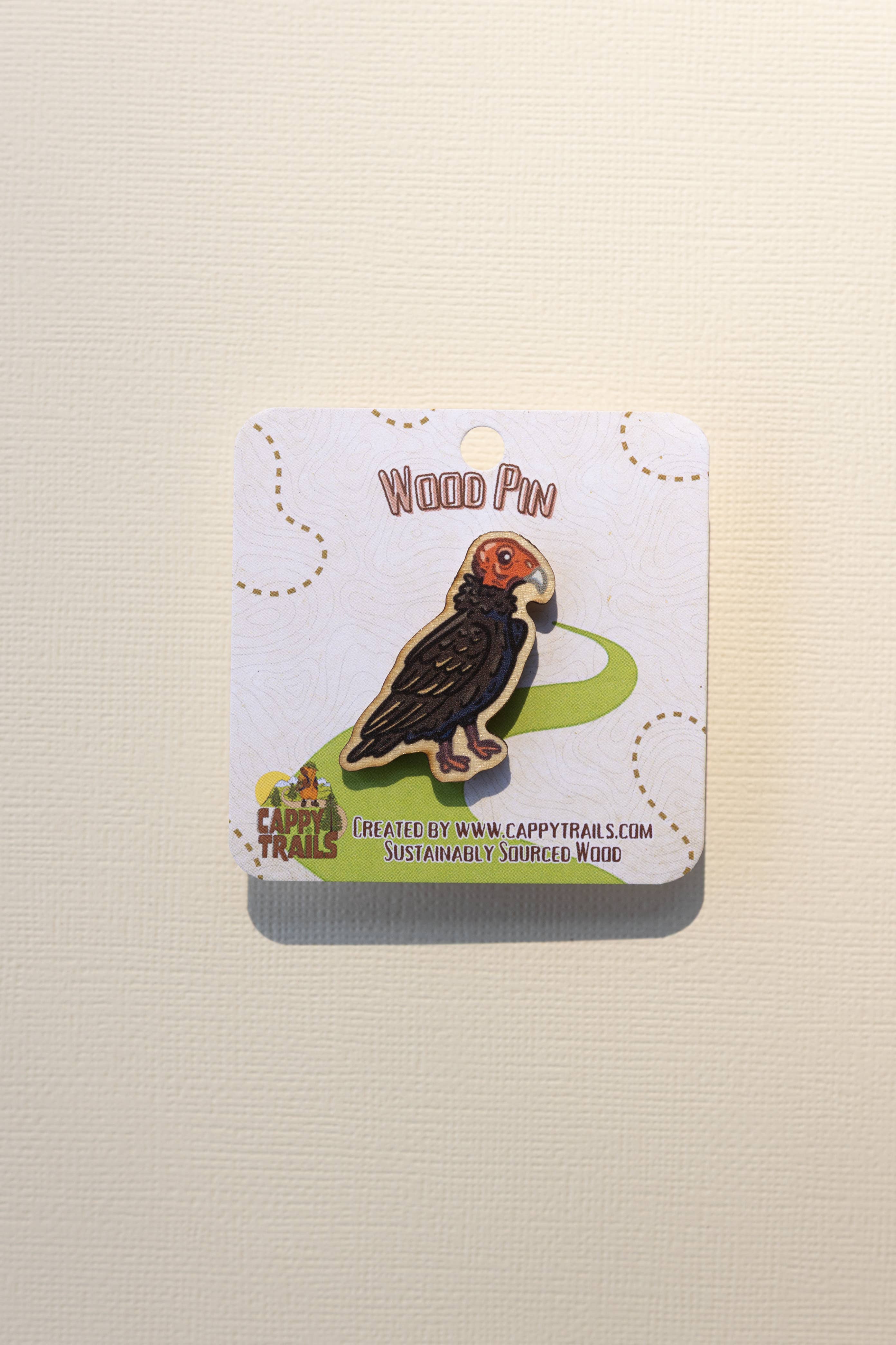 Cappy Trails - Wholesale Lapel Pin/Button - Turkey Vulture Wood Pin0
