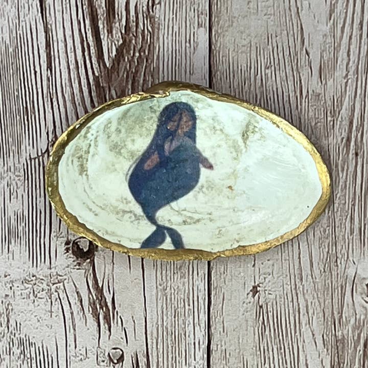 Mini Clam Shell Ring Dish with Mermaid for wholesale by Zo Pi Designs