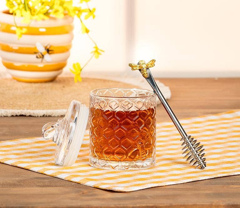 Abbott - Wholesale Honey Pot - Honeycomb Jar with Bee on Sealed Lid-5"H3