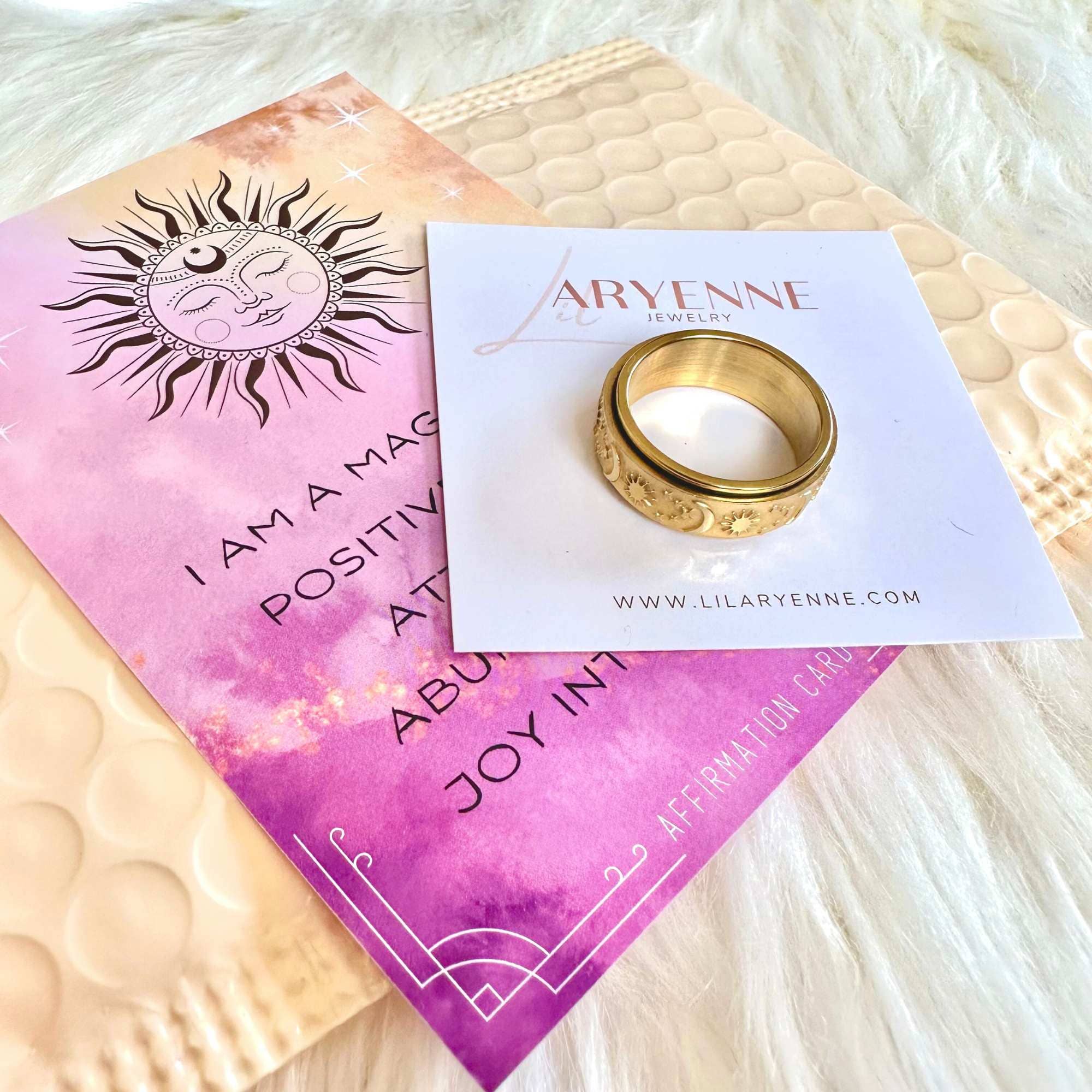 LilAryenne | Jewelry & Suncatchers - Wholesale Band/Stacked Ring - Celestial Fidget Ring - Spinner Stainless Steel Gift5