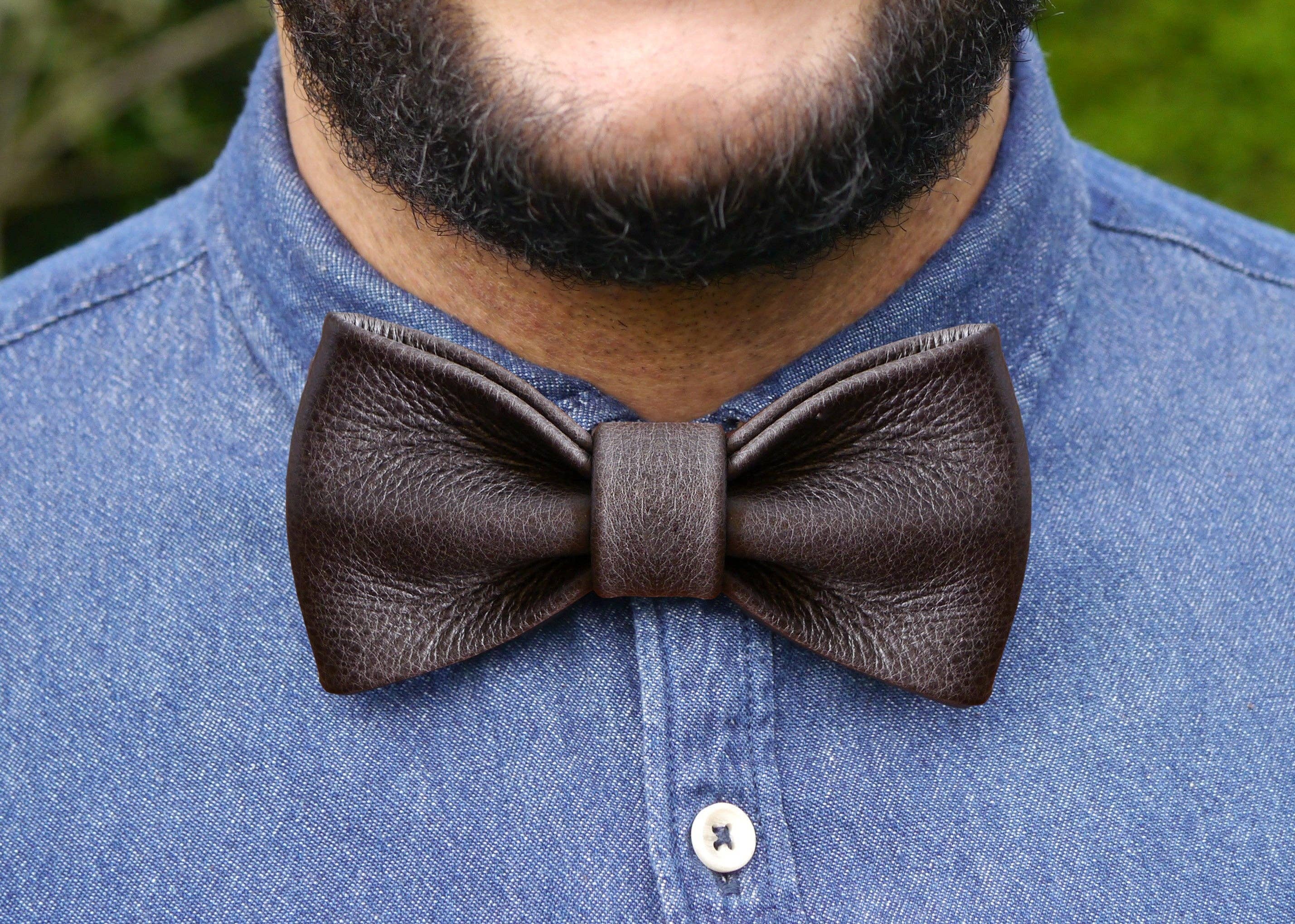 Kingsley Leather - Wholesale Bow Tie - Men's - Leather Bow Tie - Espresso Brown4