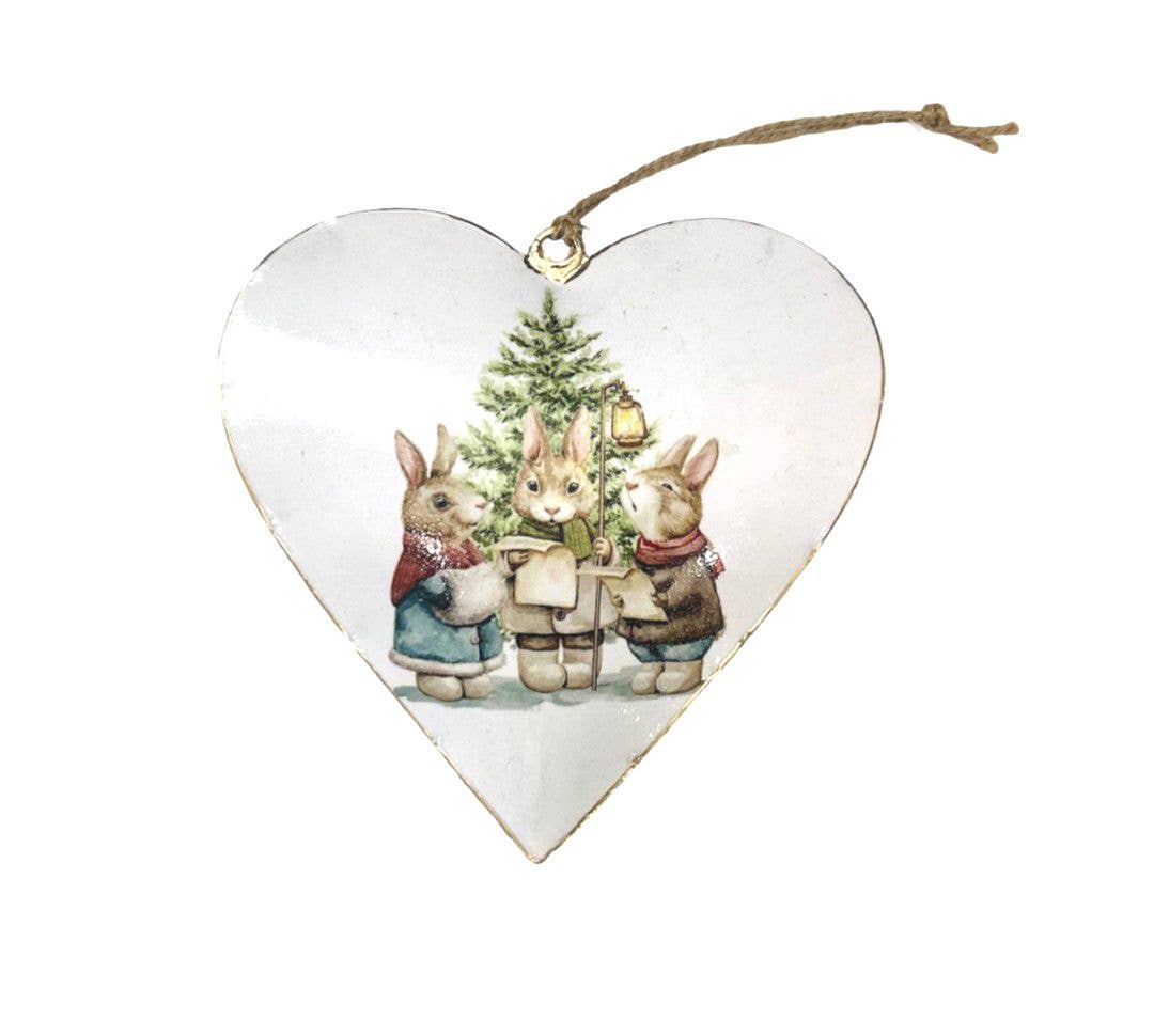 Status Collections - Wholesale Ornament - 15cm Heart With Xmas Mice Design0
