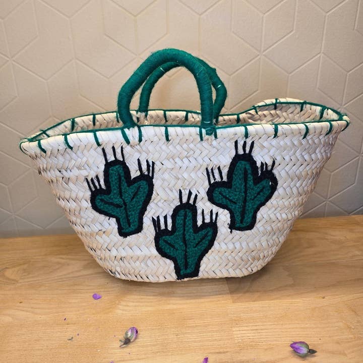 craftberber - Wholesale Beach Bag - Personalized Straw Tote with Cactus | Handmade in Morocco0