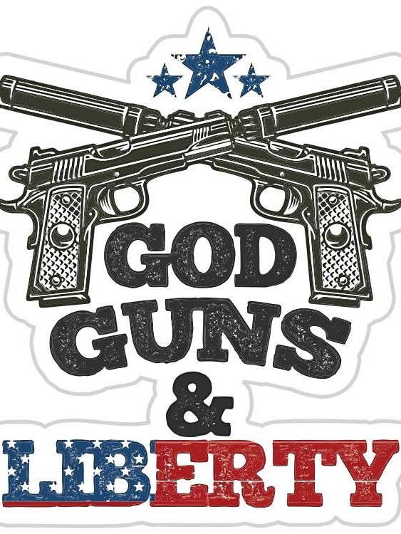 God Guns & Liberty 2nd Amendment Patriotic Sticker for wholesale by Fabdaz