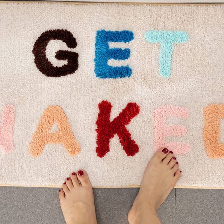 Abound Lifestyle - Wholesale Bath Mat - Get Naked/Take It Off Bath Mat, Chenille, Non-Slip (20”x32”)
