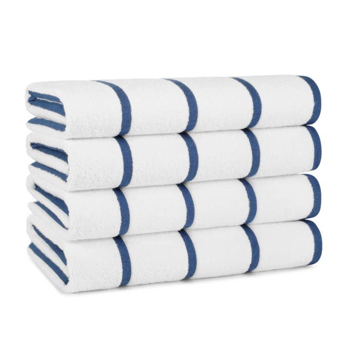 Fitness Towel 16x27 White W Blue Stripe