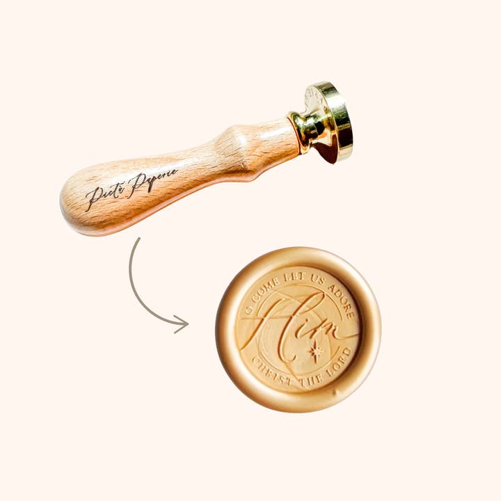 Catholic Christmas Wax Seal Stamps, O Come Let Us Adore Him for wholesale by Pietà Paperie