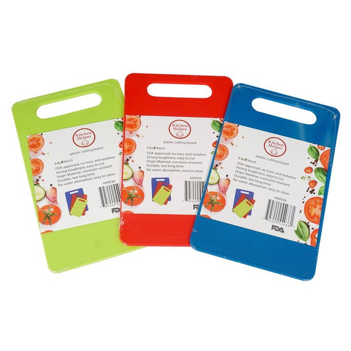 Deluxe Import Trading - Wholesale Cutting board - Plastic Cutting Board- 10''L X 5.8''W- 3 Assortments