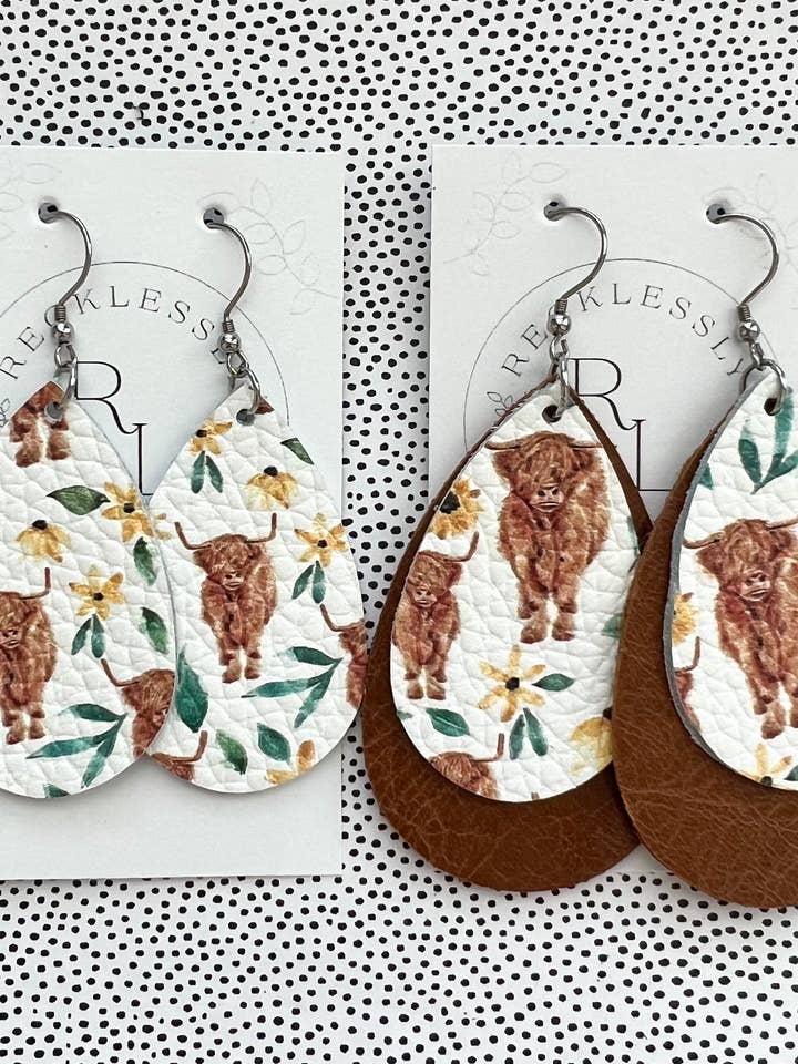 Highland Cow Teardrop for wholesale by Recklessly Loved