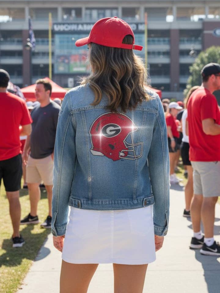 University of Georgia hjelm blå denimjakke for engroshandel hos Moving Forward Designs