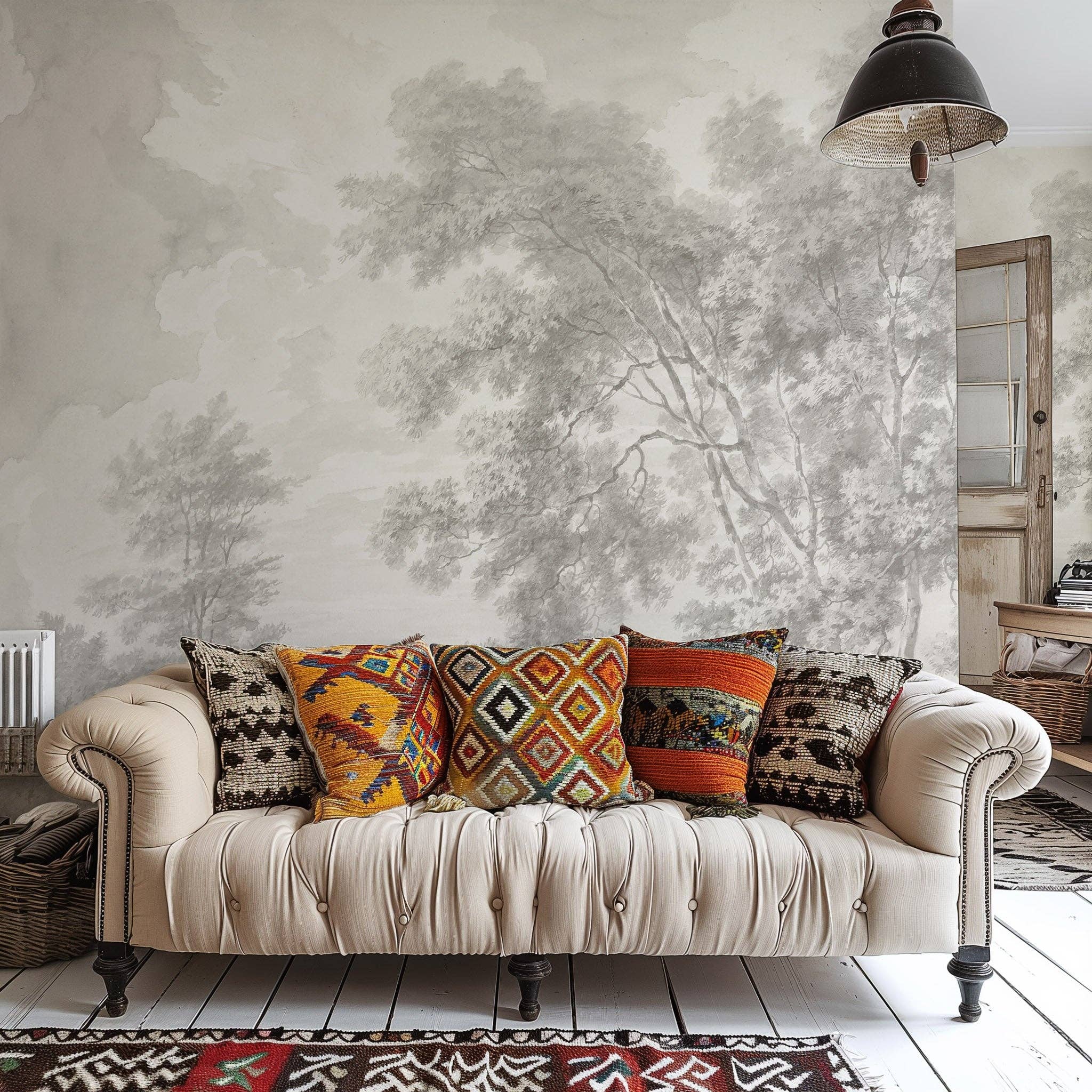 Wallpapers4Beginners – Engroshandel Tapetrulle – Tapet med landskab i creme og sepia7