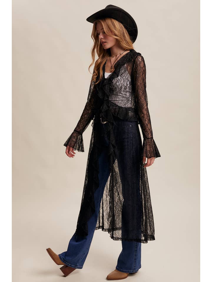 Listicle – wholesale Kimono - Dam – Ren Dammspets Med Spetsvolanger LJ025917