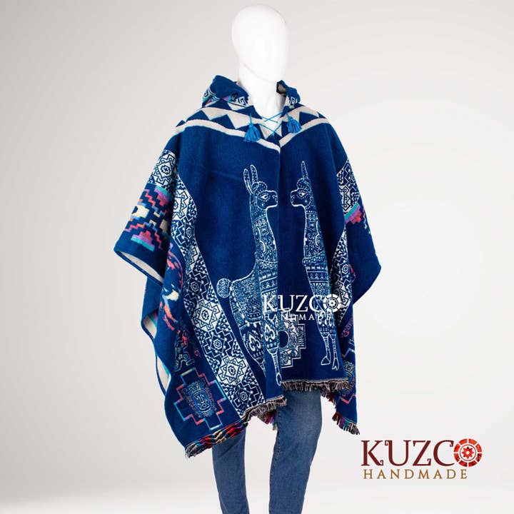 KuzcoHandmade - Wholesale Poncho - Men's - Alpaca Wool Poncho for Men with Native American Patterns