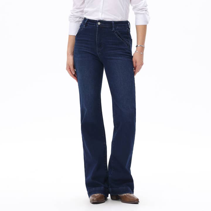 Jean bootcut taille haute sculpté Western DEF1013 pour la vente par DOSSEVISU