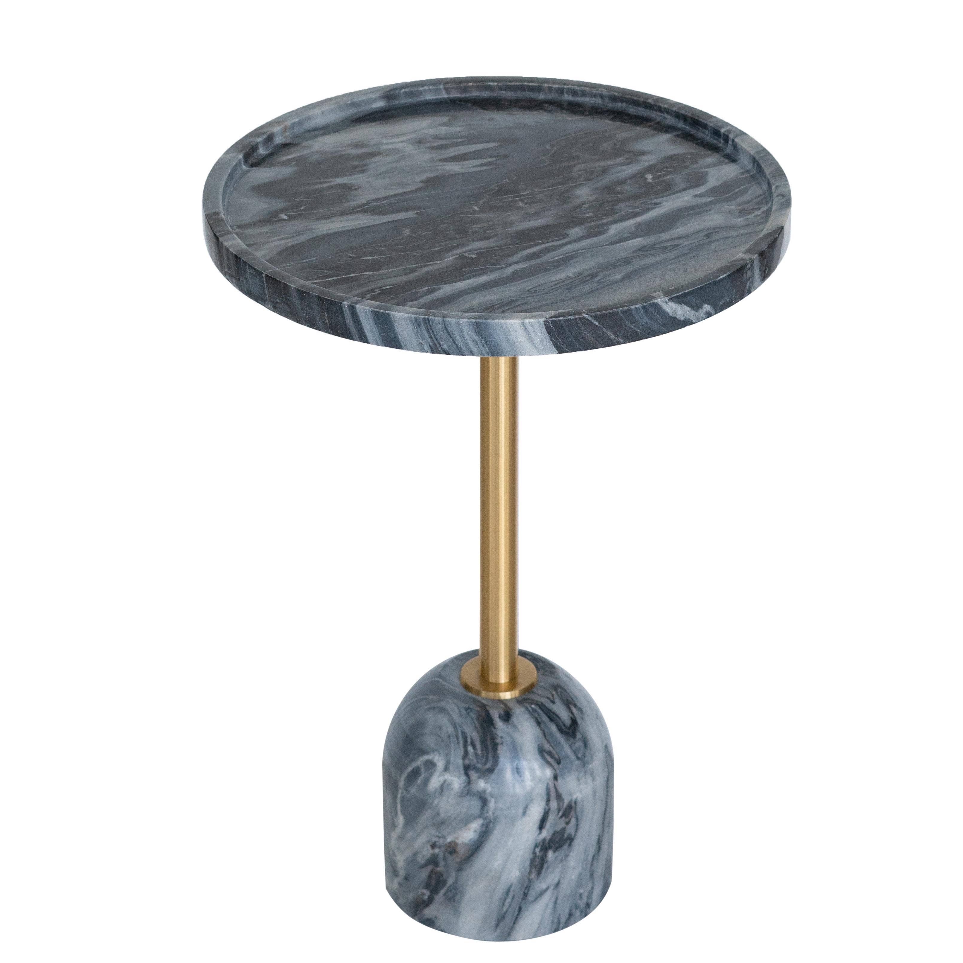 A&B Home Group Inc. - Vente Tables d'appoint - Table d'appoint ronde en marbre D14x20" avec structure en métal - Gris/Or0