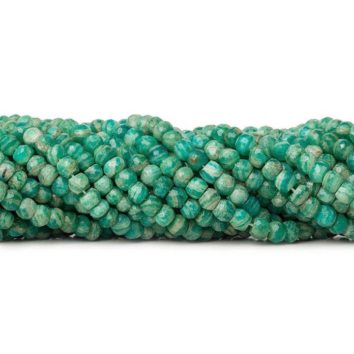 5-6mm Russian Amazonite faceted rondelle beads 14 inch 80 pieces for wholesale by The Bead Traders