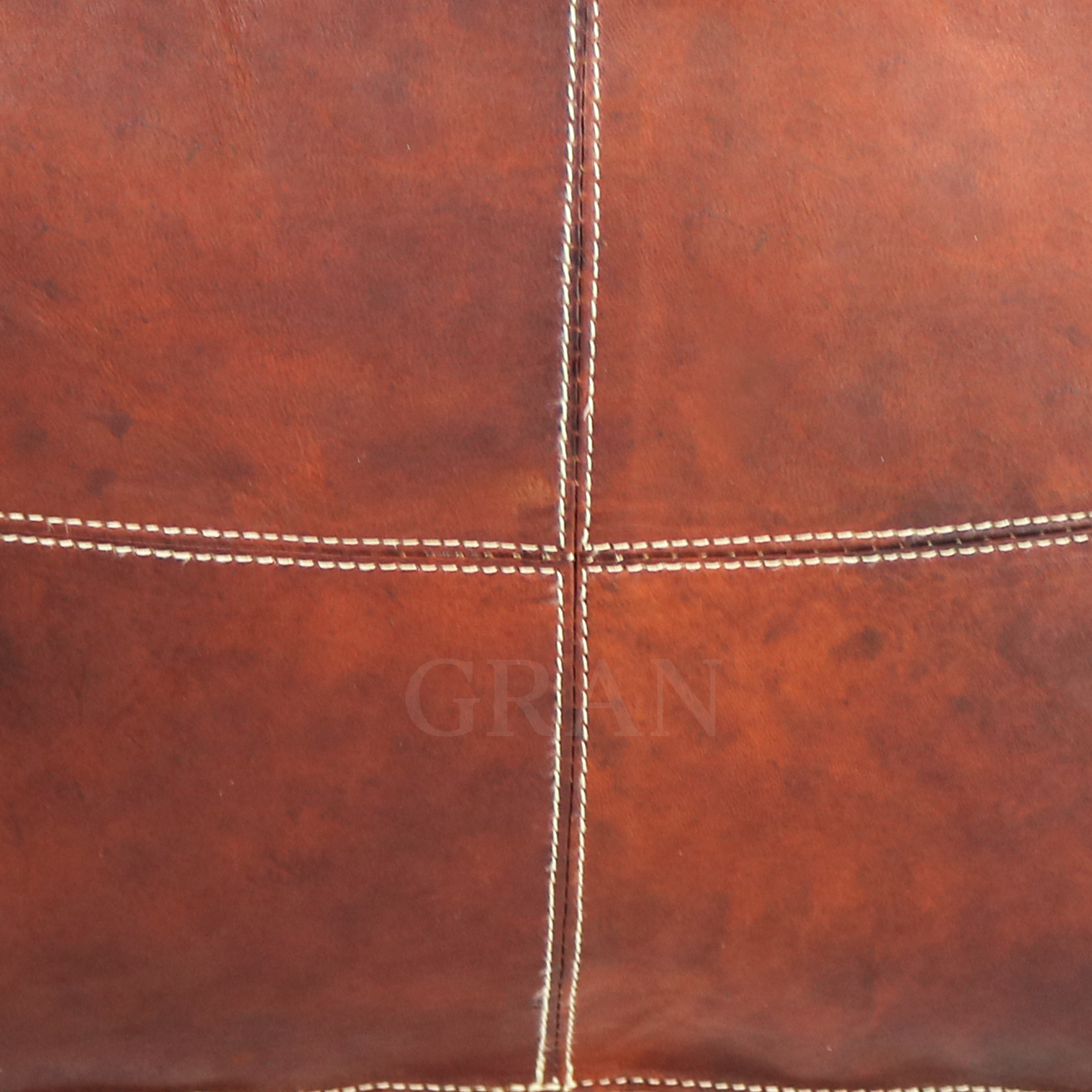 Gran Wholesale - Wholesale Pouf - Handmade Moroccan Square Leather Pouf Dark Brown, Unstuffed 6