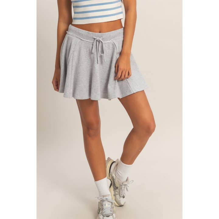 Acid Washed Mid Waist Flowy Skort for wholesale by Double Zero