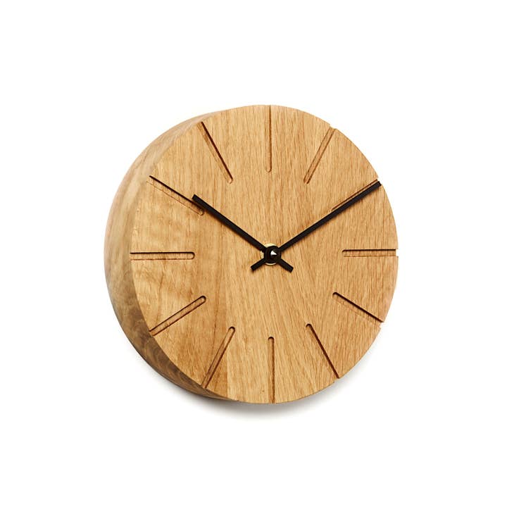 Natuhr - Wholesale Desk Clock - Boom - XS round table/wall clock made of oiled oak wood7