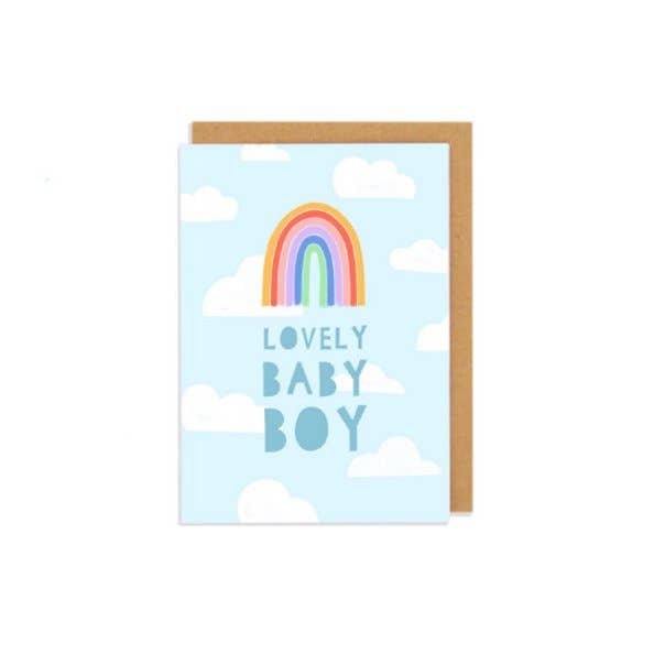 Härlig Baby Boy - Ny baby Rainbow hälsningskort för wholesale av Zoe Spry