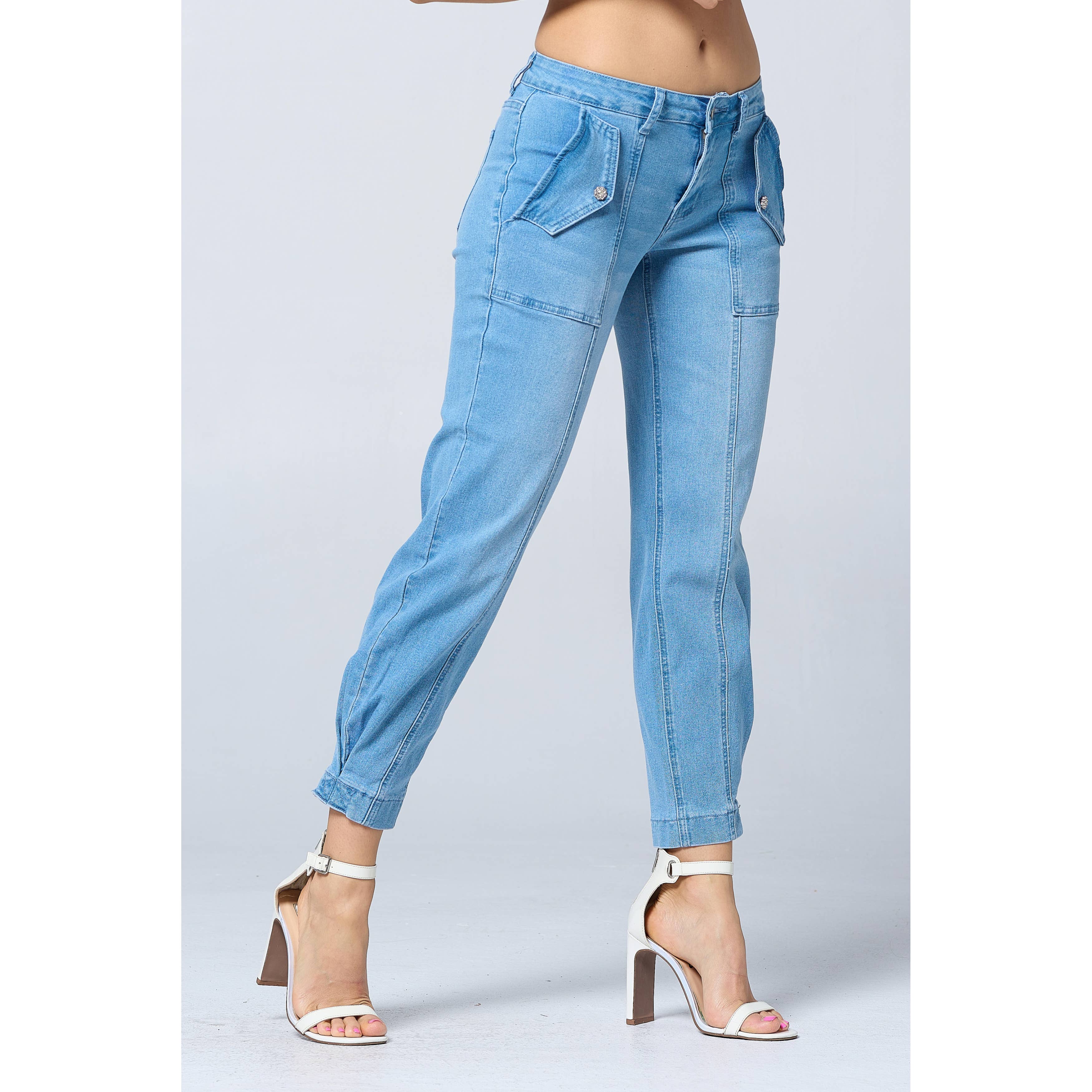 Blue Turtle - Wholesale Jeans - Women's - Low Rise Seamed Jogger with Flap Front Pocket YH2218 Med8