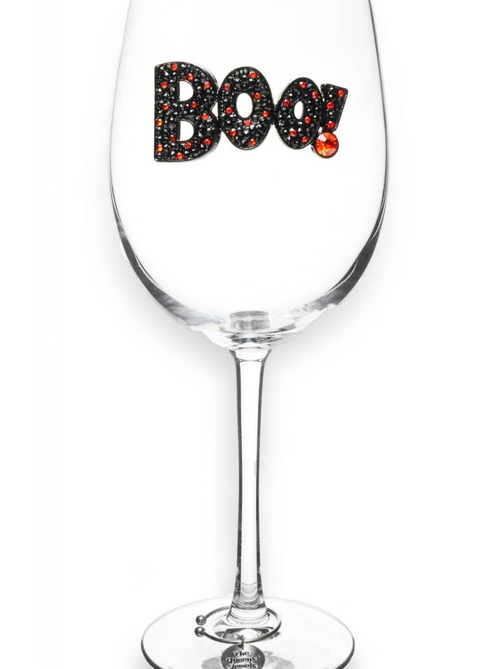 Boo Halloween Stemmed Wine Glass for wholesale by The Queens' Jewels®