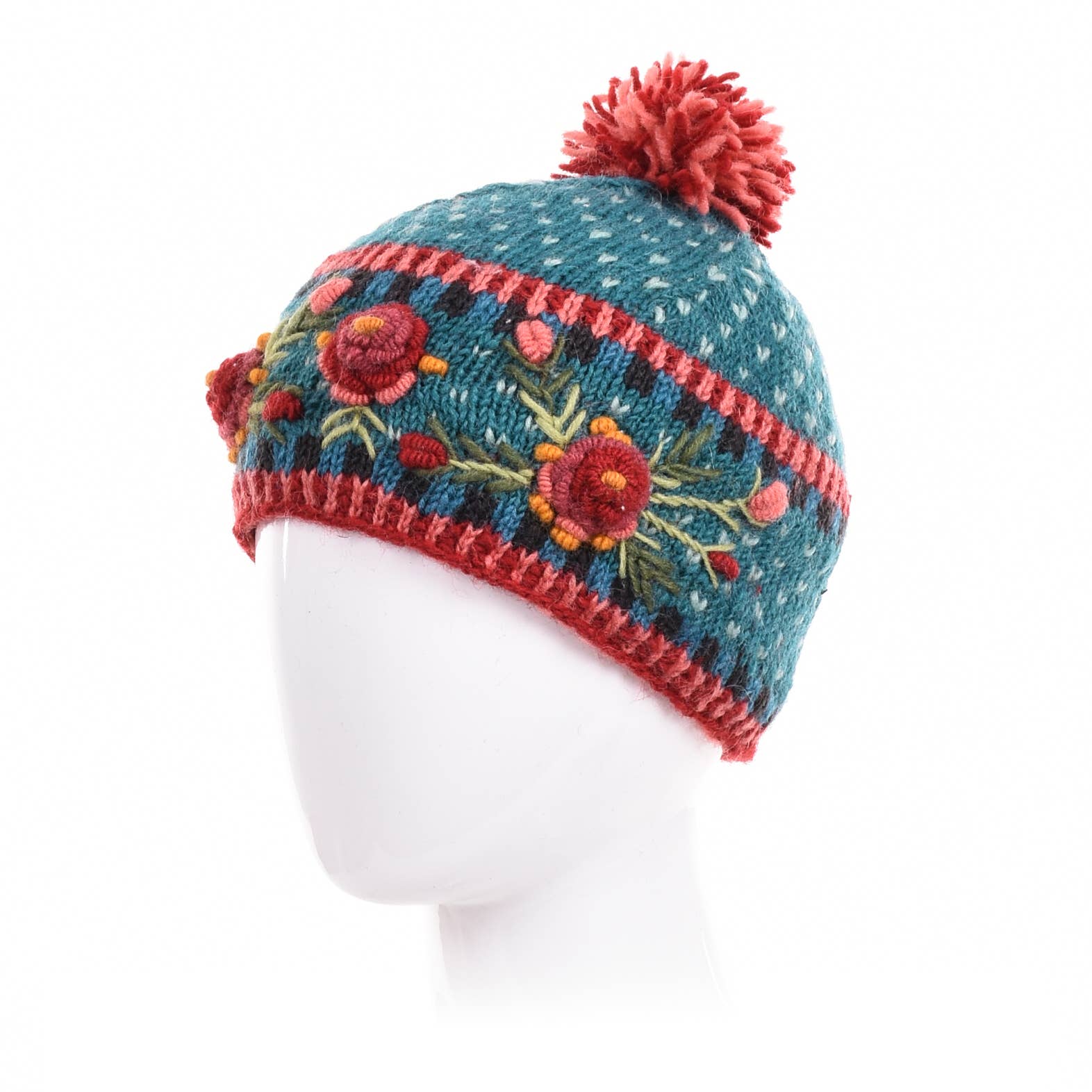 Lost Horizons Knitwear – Ships from USA - Wholesale Beanie - Women's - Aubrey Hand Knit Wool Beanie | Embroidered Floral Hat3