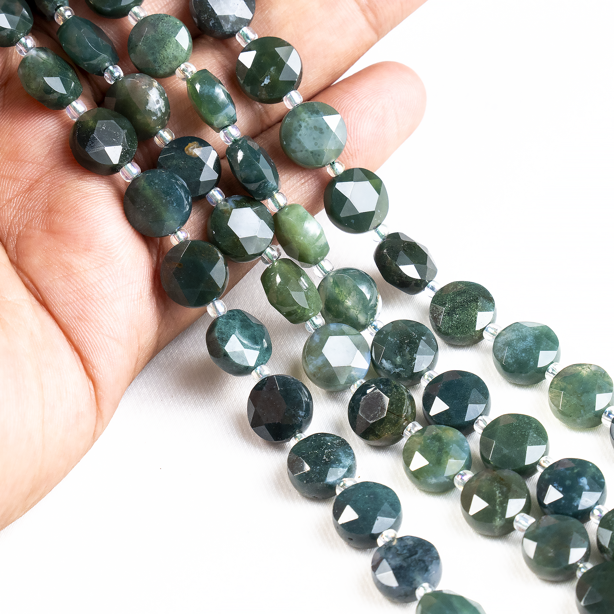 Soothing Crystals Beads - Wholesale Beads - Heishi Disc Beads | Moss Agate | Flat Crystal Beads10